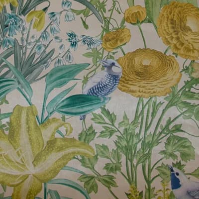 Tropical Collection Mo'orea Inspired Flowers and Birds 27.8' L x 27.5" W Wallpaper Roll — Pineapple