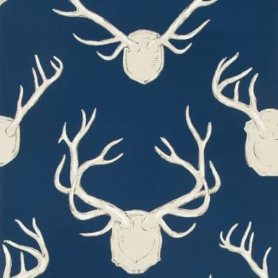 Antlers 30' L x 27" W Wallpaper Roll — Navy