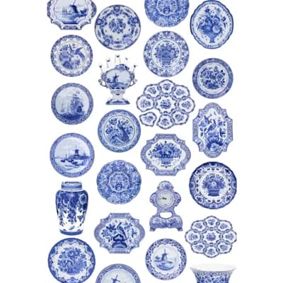Royal Delft Non-Pasted Matte Wallpaper Roll — Blue,White