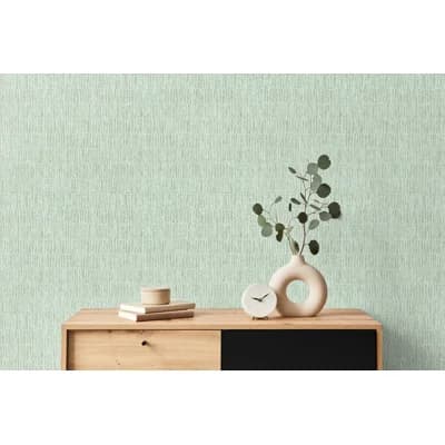 Feel Metallic Bamboo Effect 33' L x 21" W Wallpaper Roll — Blue,Green