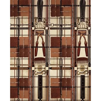 The Derby Non-Pasted Satin and Matte Wallpaper Roll — Brown,Taupe