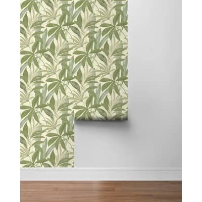 Tommy Bahama Buena Vista Palm 18' L x 20.5" W Peel and Stick Wallpaper Roll — Green