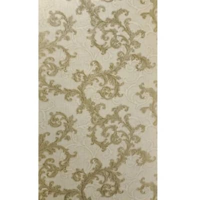 Versace Calligraphy Beige Brass Barocco Designer Textured Damask Wallpaper Rolls — Beige;Yellow