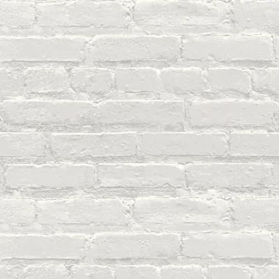 Painted White Brick Wallpaper — White