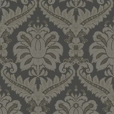 Ornamenta Collection Traditional Damask Wallpaper Roll — Anthracite Grey