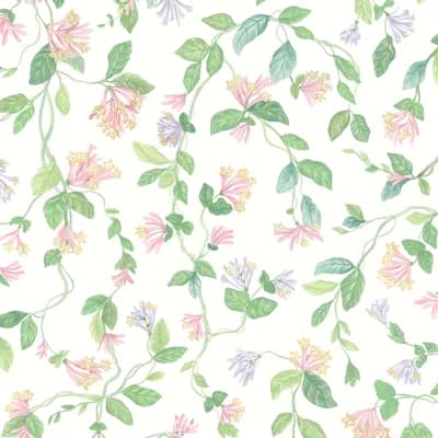 Flora Floral Matte Wallpaper Roll — Pink,Purple