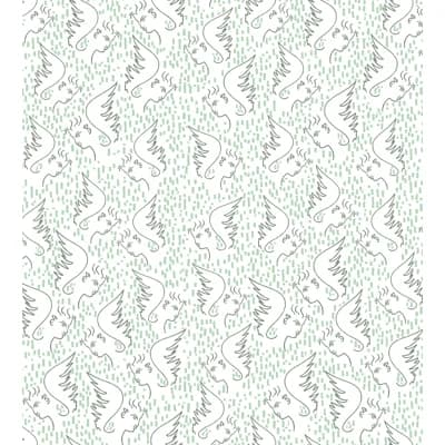 Figure D'ange Abstract Non-Pasted Matte Wallpaper Double Roll by Jean Cocteau — Celadon