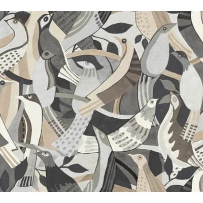 Fauvist Flock Wallpaper — Gray