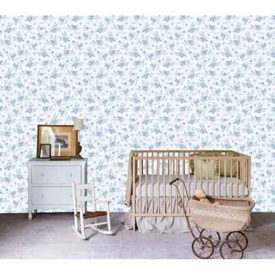 Floral Matte Wallpaper by Candice Gray — Blue