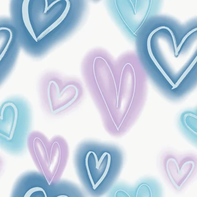 Kids and Teens Collection Glitter Neon Hearts Wallpaper Roll — Purple,Blue