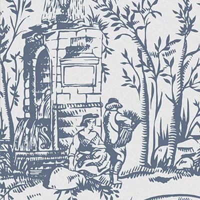 Laura Ashley Toile De Jouy Sugared Grey Wallpaper — Dark Seaspray Blue
