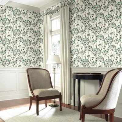 Candice Olson Modern Artisan Second Edition Floral Non-Pasted Metallic Wallpaper Double Roll by Candice Olson — Teal