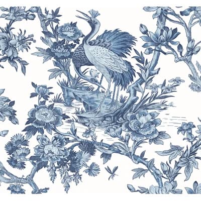 Toile Vinyl Non-Pasted Matte Wallpaper Roll — French Blue