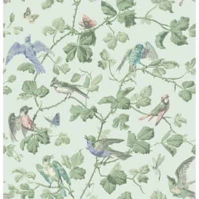 Floral Non-Pasted Wallpaper Roll — Duck Egg