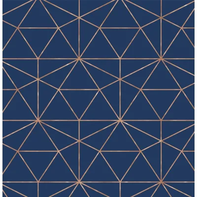 Graphic Quartz Geometric Vinyl Non-Pasted Matte Wallpaper Roll by Jamie Graney — Navy,Copper