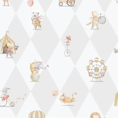 Bambino Collection Circus Animals Wallpaper Roll — Beige