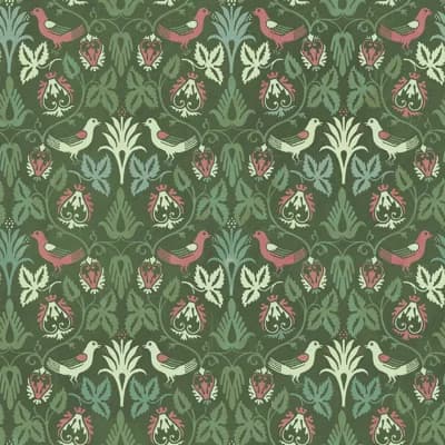 Yuki Osada Damask Non-Pasted Satin Wallpaper Double Roll — Green
