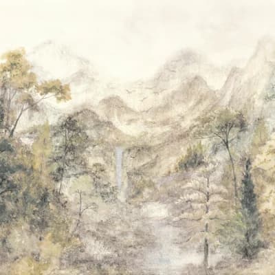 Surfaces Collection Mystic Mountain 118.1-Inches Wide x 9.3-Feet High 6-panel Wall Mural — Brown