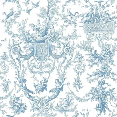Book Floral Pre-Pasted Wallpaper Roll — Blue