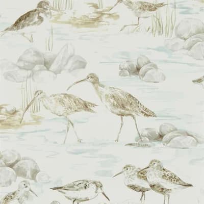 Estuary Birds Wallpaper — Mist,Ivory