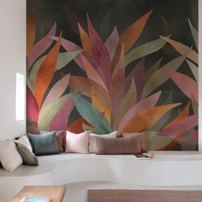 Surfaces Collection Botanical Essence 118.1-Inches Wide x 9.3-Feet High 6-panel Wall Mural — Grey