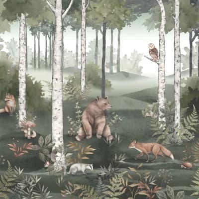 Boråstapeter Wild Forest Mural Wallpaper — Green