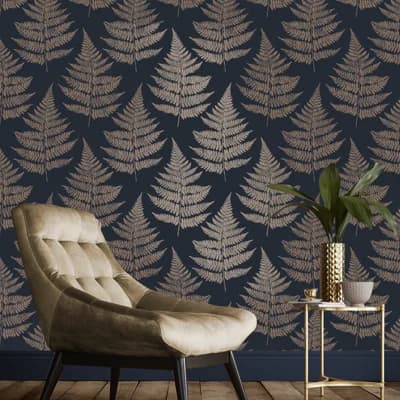 ROYAL FERN DUSK Wallpaper — Blue