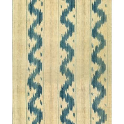 Woodstock Lifestyle Ikat Non-Pasted Satin and Matte Wallpaper Roll — Beige,Indigo