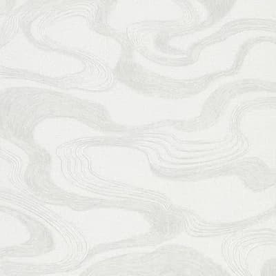 Kumano Pearlescent Abstract Flow Design Wallpaper Roll — White