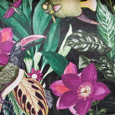 Tropical Collection Palau Floral Fish and Bird Inspired 27.8' L x 27.5" W Wallpaper Roll — Berry