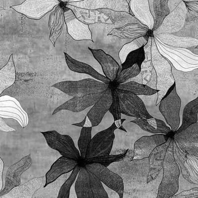 Floral Non-Pasted Matte Wallpaper Double Roll — Black,White