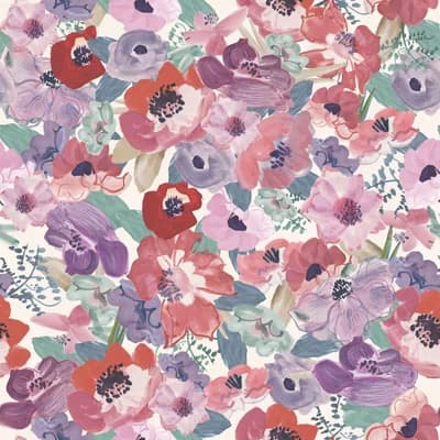 Blooming Floral 33' L x 20.5" W  Wallpaper Roll — Red