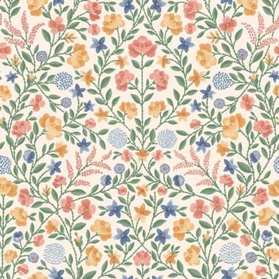 Floral Non-Pasted Matte Wallpaper Roll — Coral,Marigold,Hyacinth