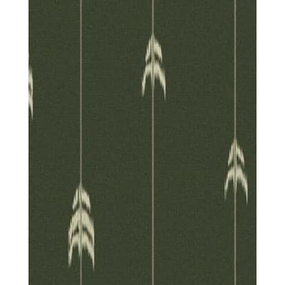 Tyrol Apres-Ski Striped Non-Pasted Satin and Matte Wallpaper Roll — Dark Green