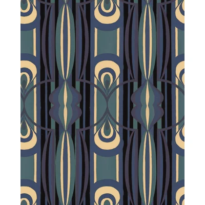 LA DOLCE VITA Satin and Matte Wallpaper Roll — Blue,Green,Taupe