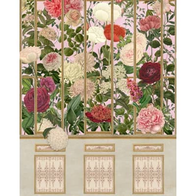 The Royal Garden Floral Non-Pasted Matte Wallpaper Roll — Brown,Pink,Red,Green