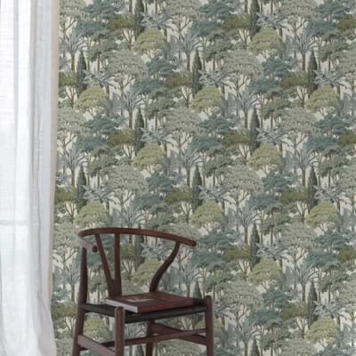 Karuna Collection Sketched Forest Wallpaper Roll — Grey