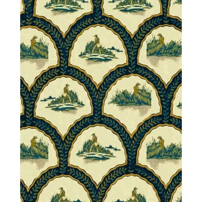 Matte Wallpaper Roll — Green,Ivory,Navy