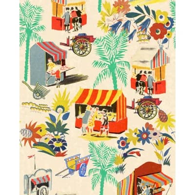 LA DOLCE VITA Matte Wallpaper Roll — TAUPE,RED,BLUE,GREEN