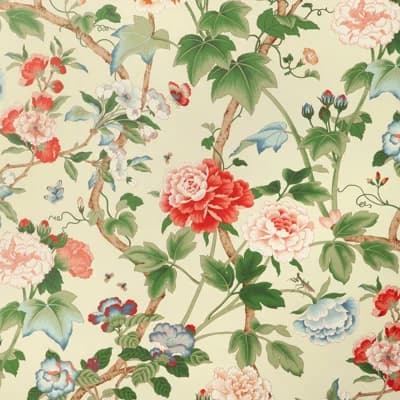 Garden Walk Gardenia Floral Cellulose Blend Pretrimmed Roll — Red,Green