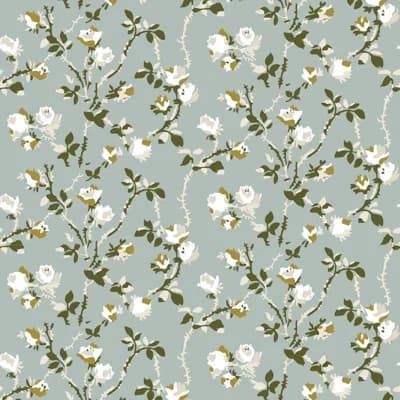 Lady Charlotte Rose Thorns 10' L x 24" W Peel and Stick Wallpaper Tile — Blue Salt