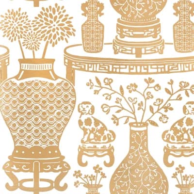 Hellene Mylar Wallpaper — White;Gold