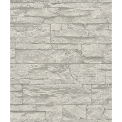 Bricks and More Collection Wide Granite Slabs Wallpaper Roll — Gray