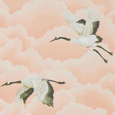 Cranes in Flight Wallpaper — Blush