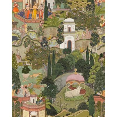 Non-Pasted Satin and Matte Wallpaper Roll — Brown,Green,Pink,Taupe