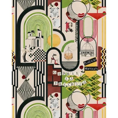 LA DOLCE VITA Matte Wallpaper Roll — GREEN,RED,BLACK,YELLOW