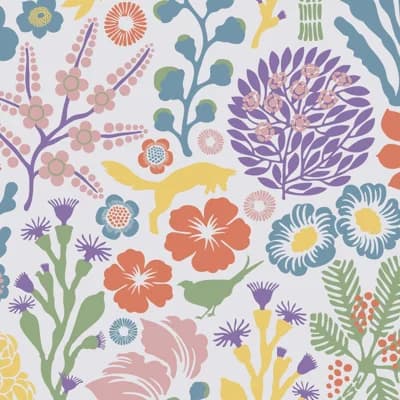 Boråstapeter Rävdunge Wallpaper — Green,Pink,Purple