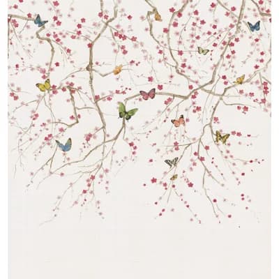 Floral Grass Cloth Non-Pasted Matte Wall Mural — Silver