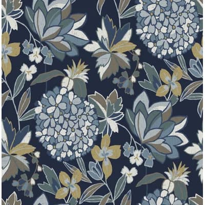 Valdivian Fuchsia Floral Wallpaper — Blue