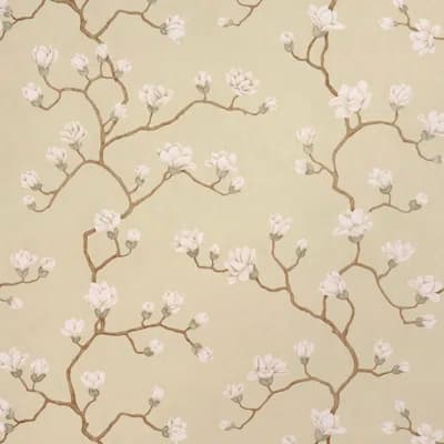 Magnolia Floral Non-Woven Wallpaper Roll — Soft Gold